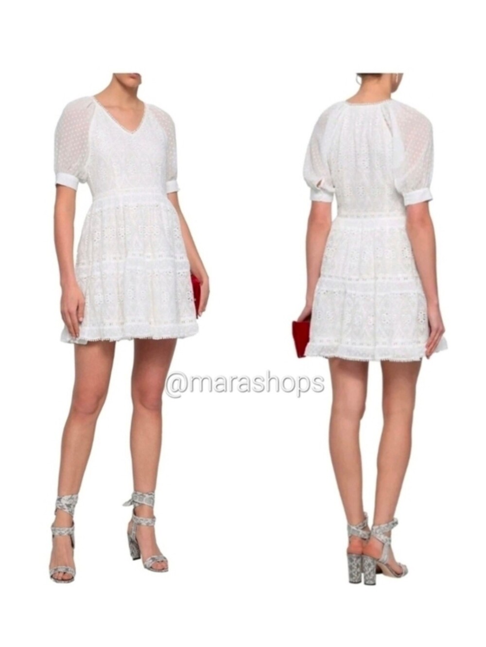 MAJE Revery Broderie Anglaise Voile Mini Dress